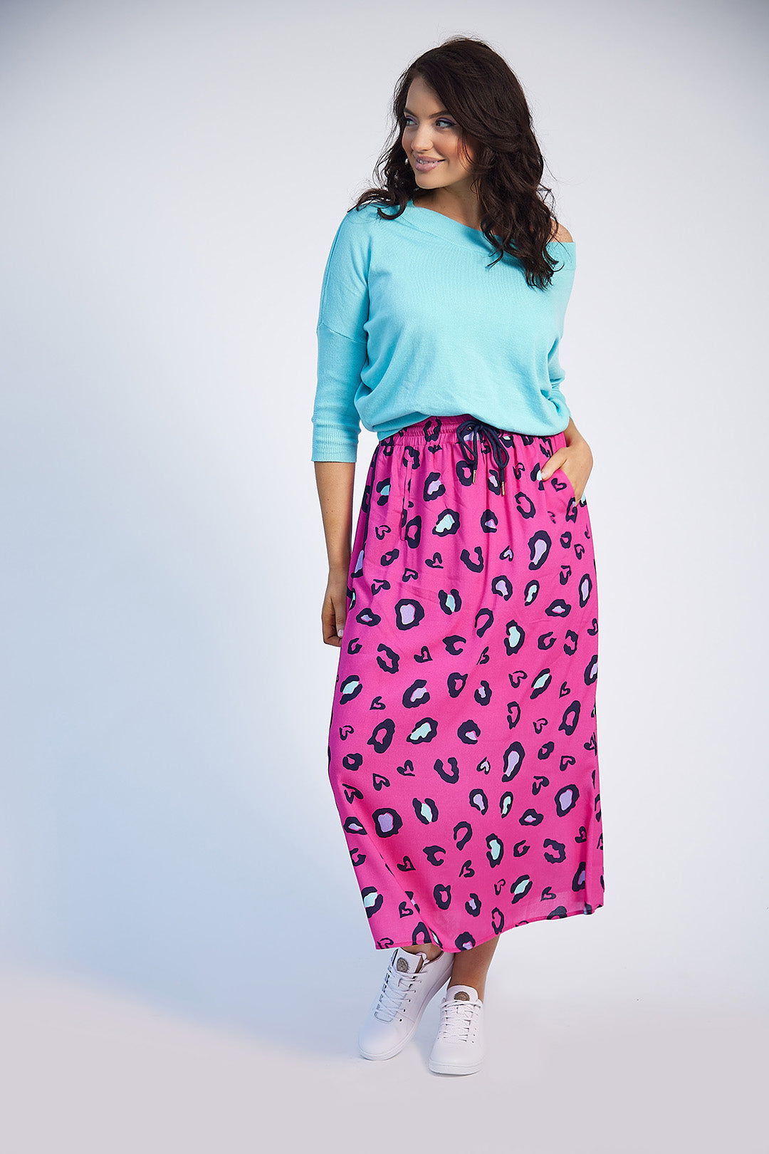 Rachel Maxi Skirt (Pink Print)