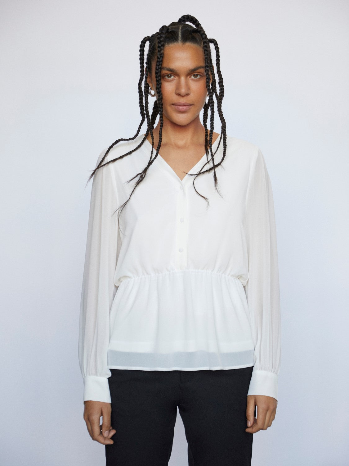 v-neck off white blouse 