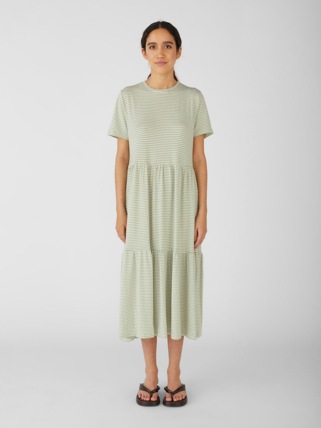 Stephanie Smock Dress (Seagrass/White)