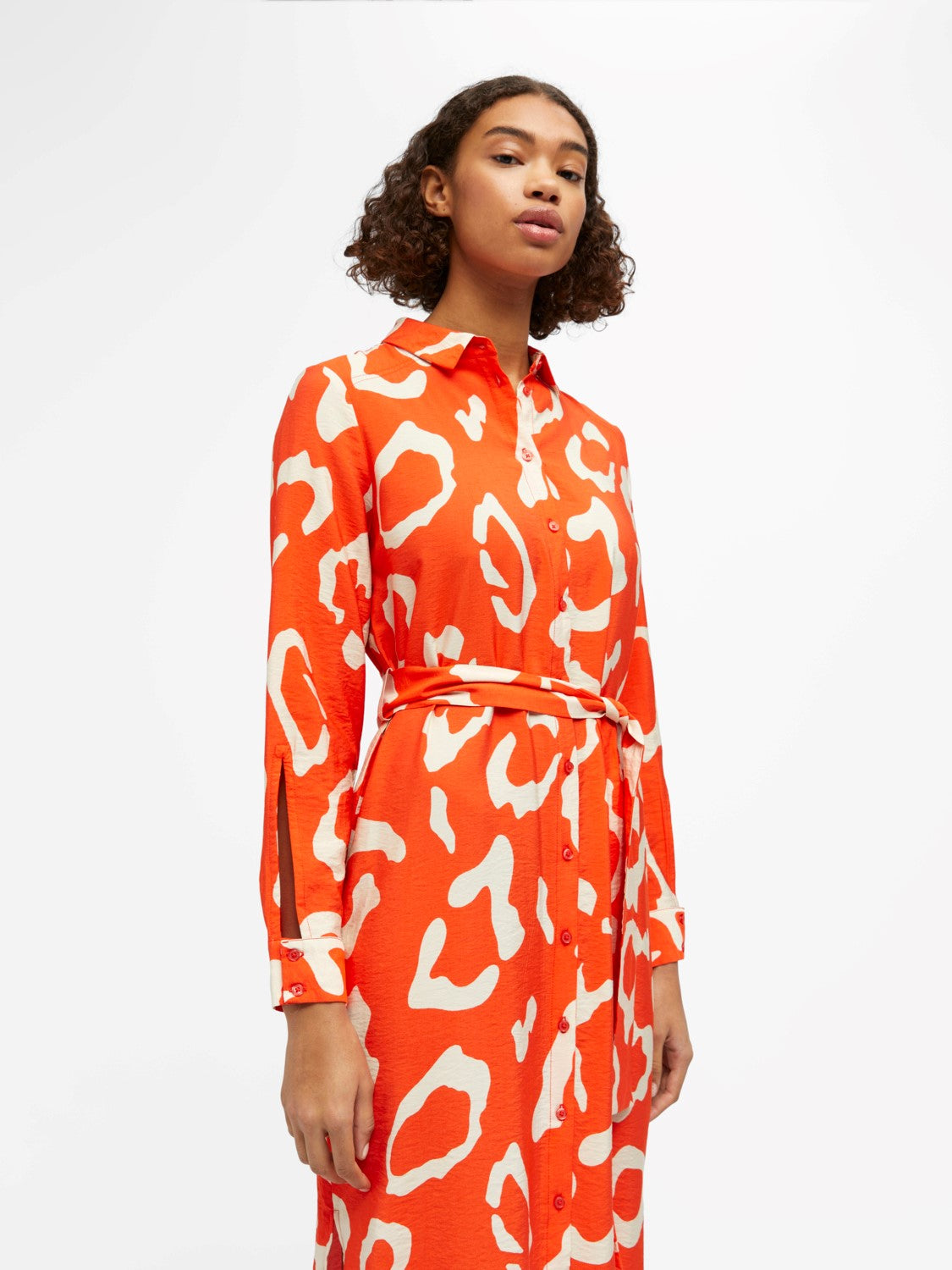 Tilly Shirt Dress (Hot Coral White)