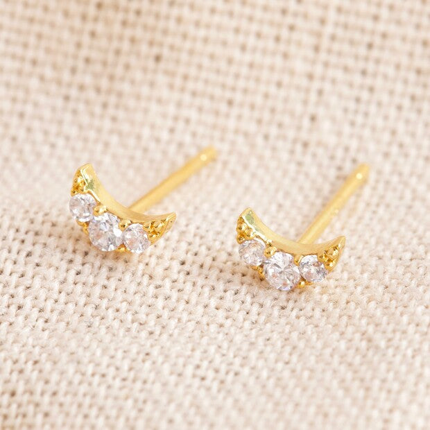 Lisa Angel Crystal Moon Earrings Gold 