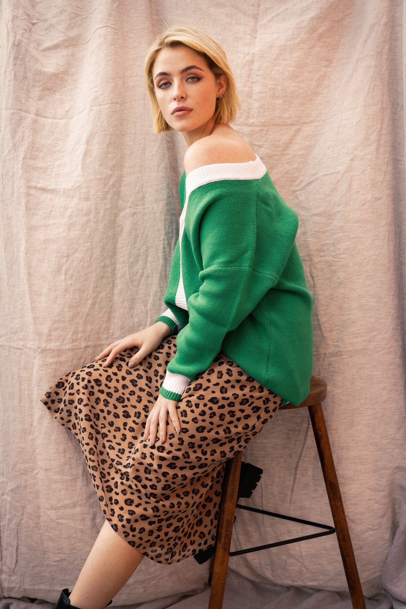 OH MOLLY Leopard Midi Skirt 