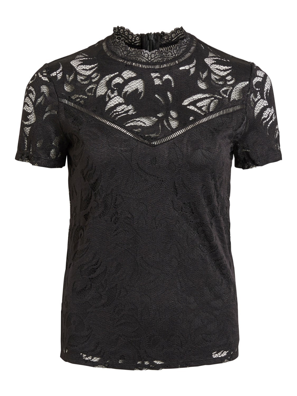 black short sleeve lace top 