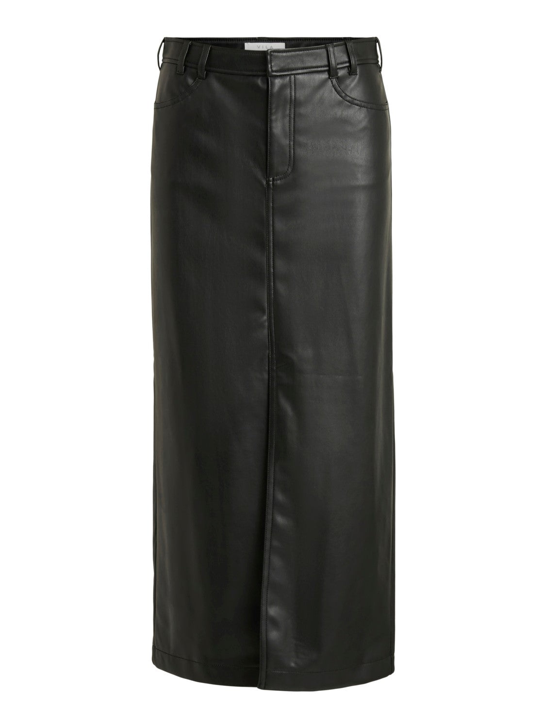 Colina High Waist Faux Leather Skirt (Black)