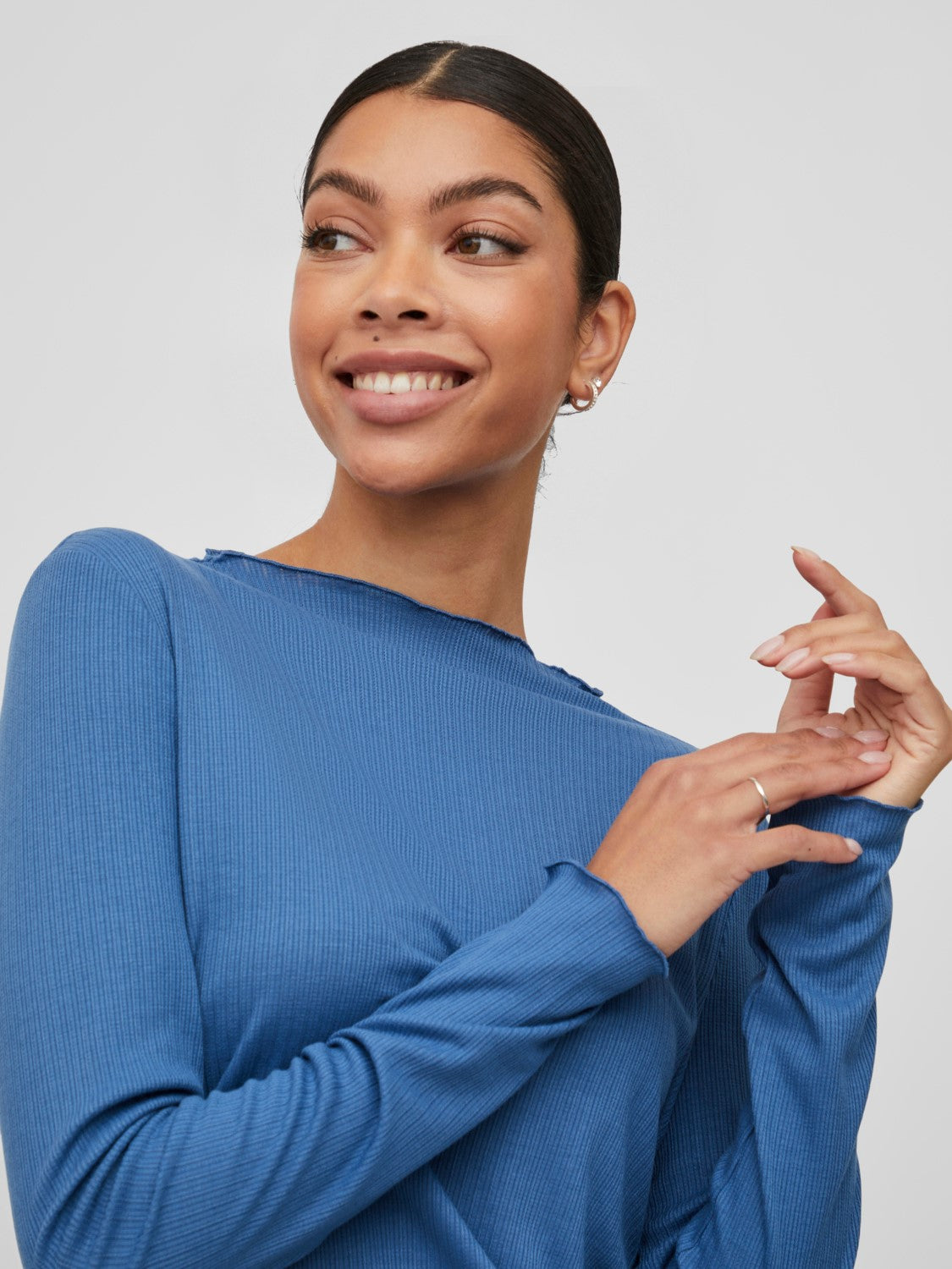 Ania Funnel Neck Top (Federal Blue)