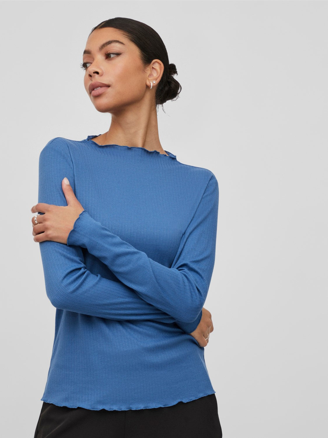 Ania Funnel Neck Top (Federal Blue)