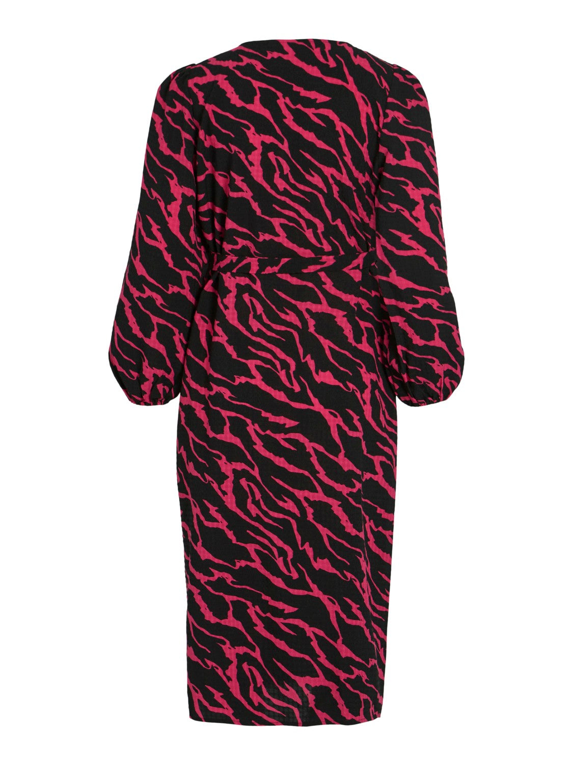 Molly Wrap Midi Dress (Black/Pink)