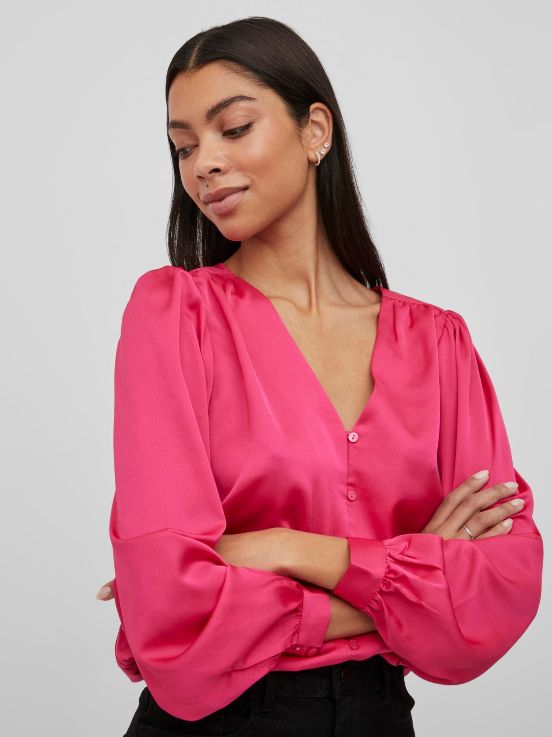 Viellette V-Neck Shirt (Pink Yarrow)